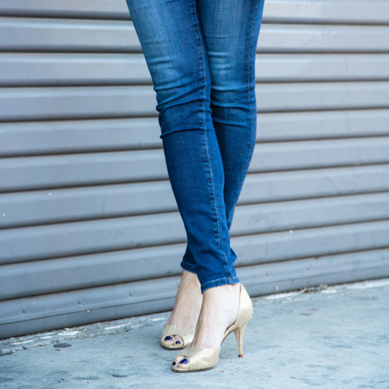 Gold Peep Toe Heels