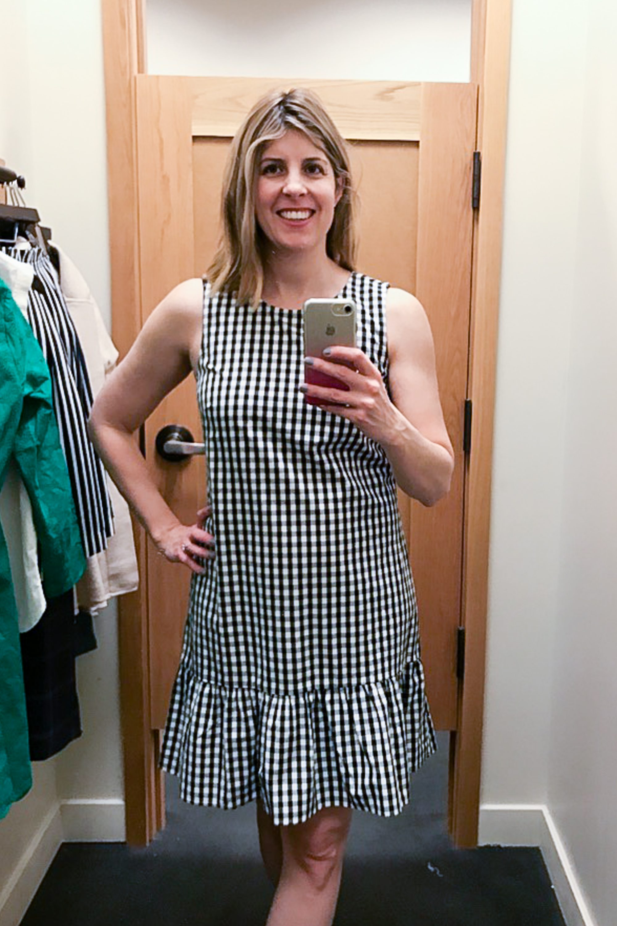 j crew black and white gingham dress