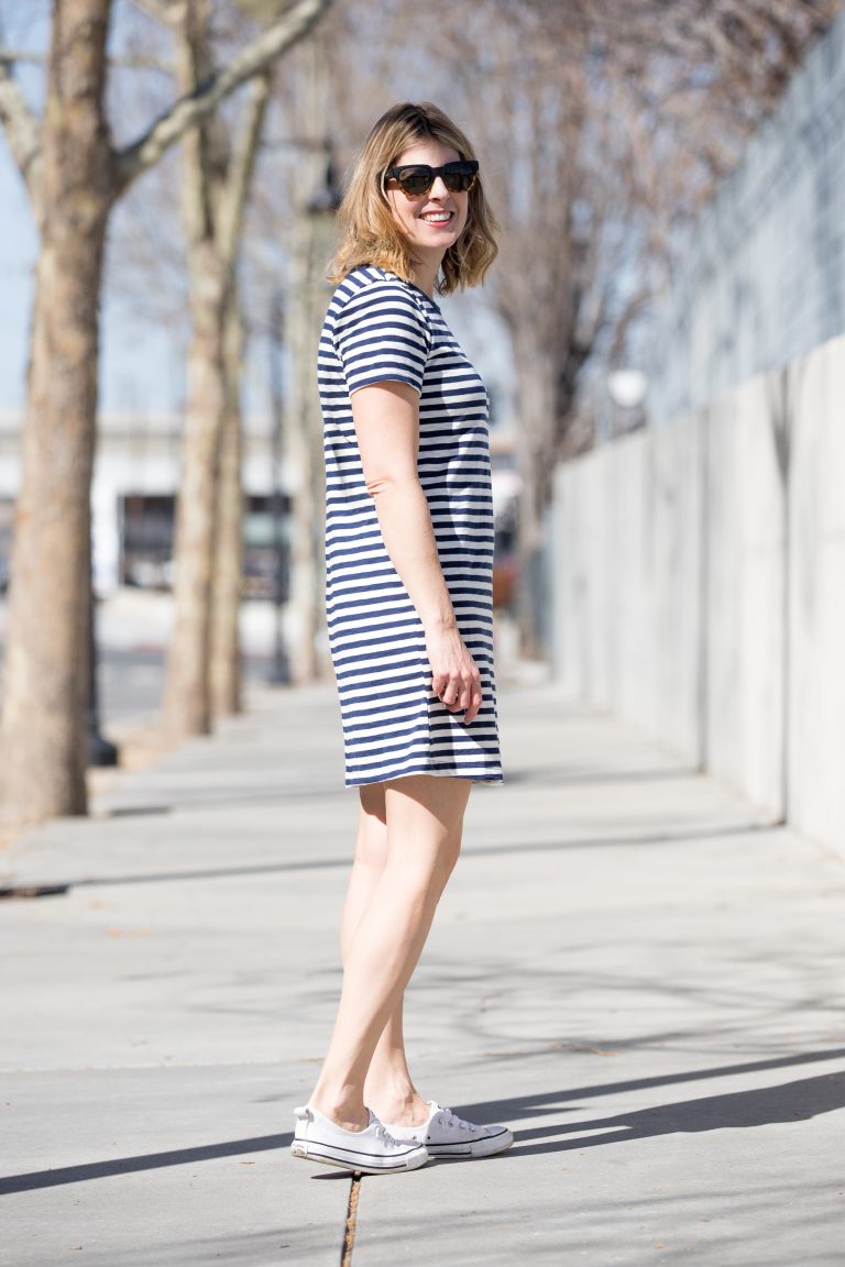 red striped t shirt dress